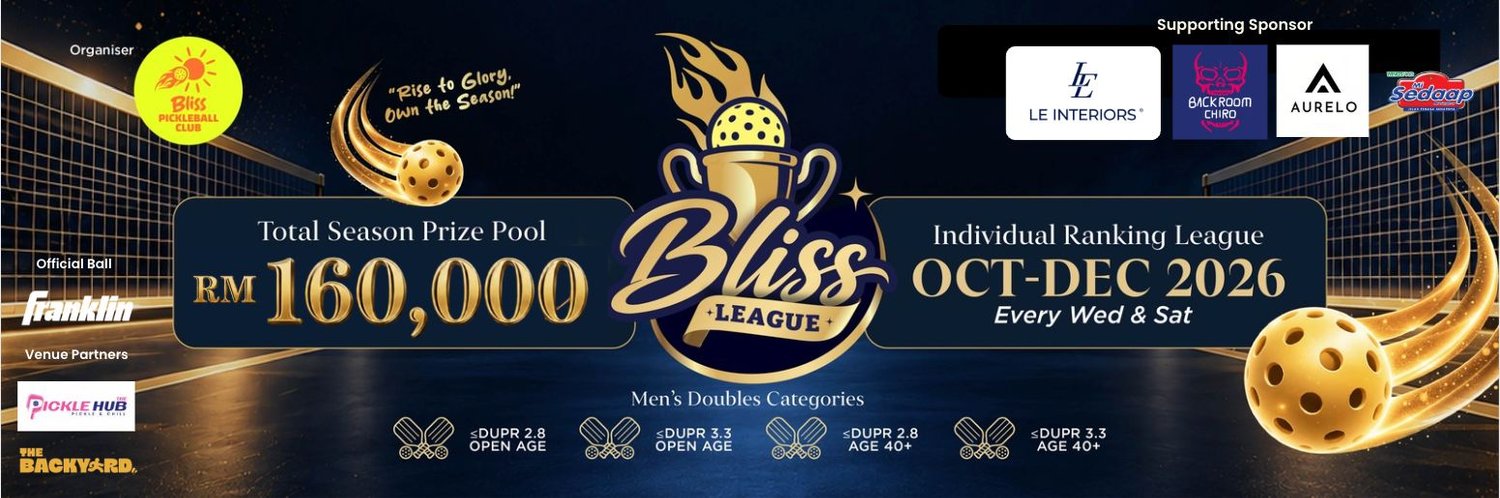 BLISS LEAGUE 2026 | Week 01 | Men's Doubles ≤2.8 | ≤3.3 | 40+ ≤2.8 | 40+ ≤3.3 | Podium Restriction