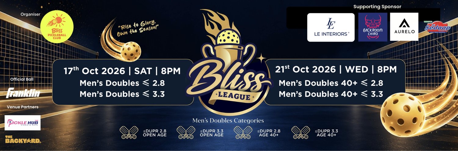 🏆 BLISS LEAGUE 🏆 Men's Doubles ≤2.8 | MD ≤3.3 | MD 40+ ≤2.8 | MD 40+ ≤3.3 (3)