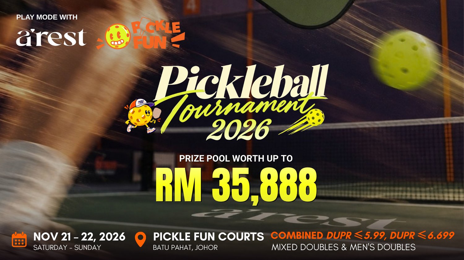 A'rest x PickleFun Batu Pahat Tournament