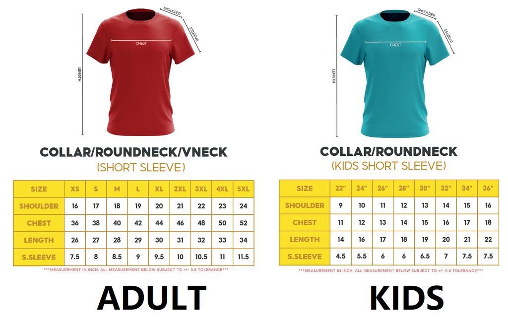 T-shirt Size Chart